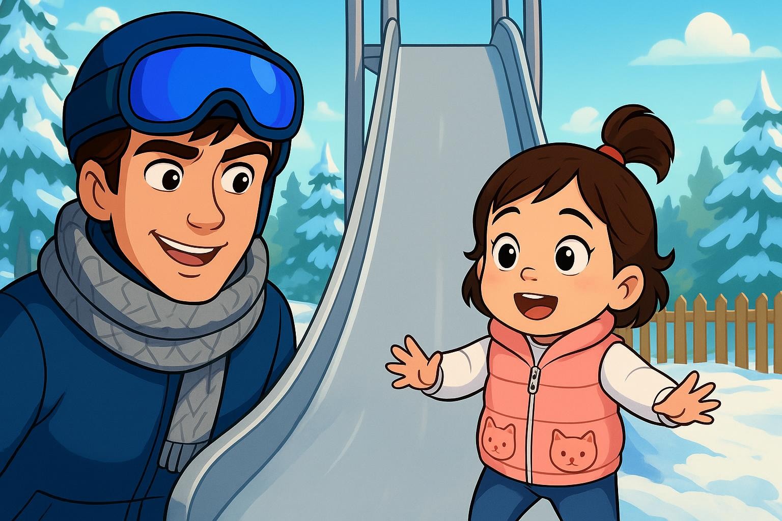 Blizzard Ben and Mimi Puff on the Big Big Slide cover illustration